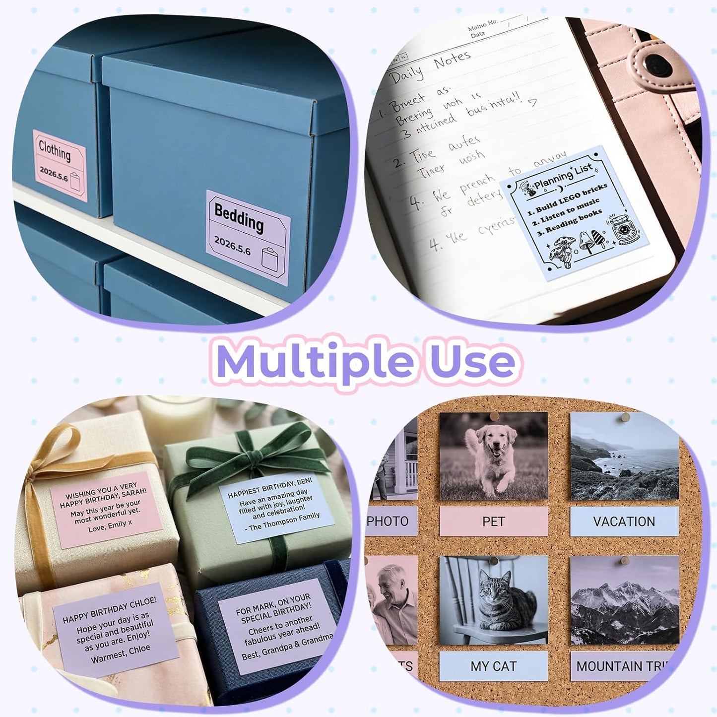 Multicolor Self-Adhesive Thermal Paper, Glossy Printable Sticker Paper Label for  M02/M02 Pro/M02S/P2S/M04S Mini Sticker Printer, 50Mm X 3.5M, Diameter 28Mm, 3-Rolls