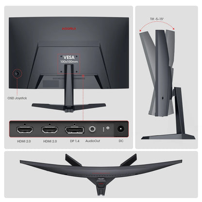 27 Inch Curved Gaming Monitor, 180Hz FHD Computer Monitors, 99% Srgb, Adaptive-Sync, 27E6CA